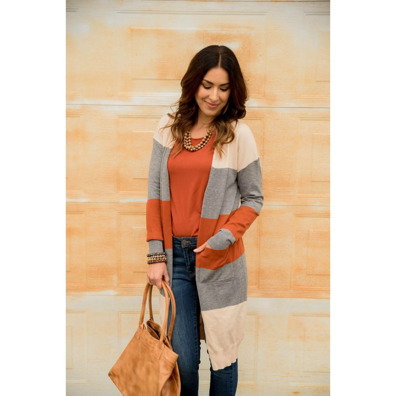 So Soft Color Blocked Tunic Cardigan