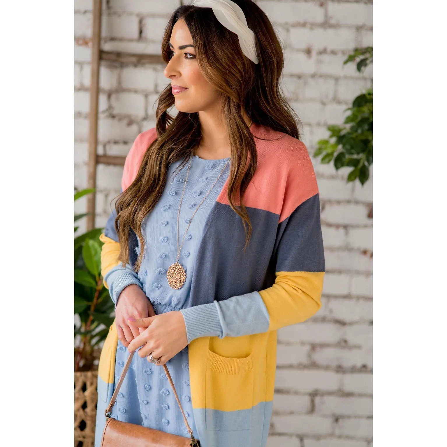 So Soft Color Blocked Tunic Cardigan