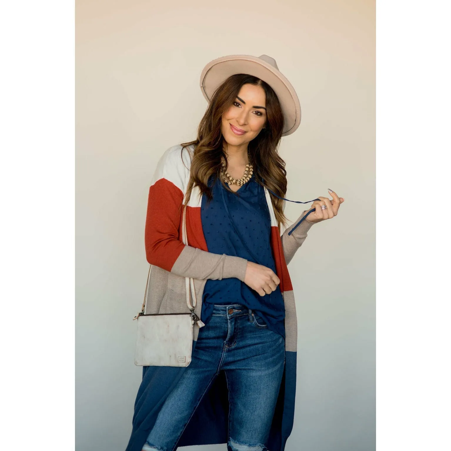 So Soft Color Blocked Tunic Cardigan