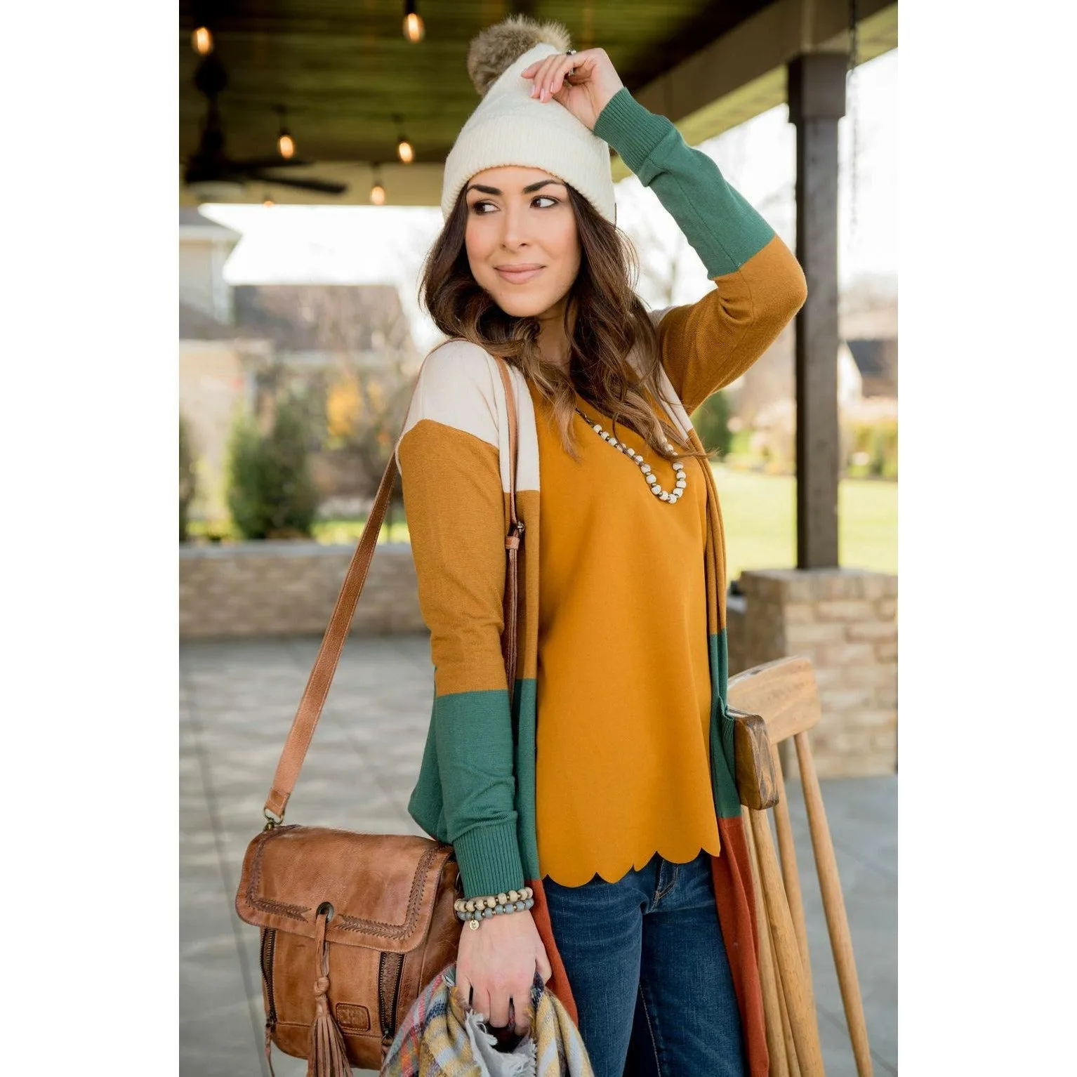 So Soft Color Blocked Tunic Cardigan