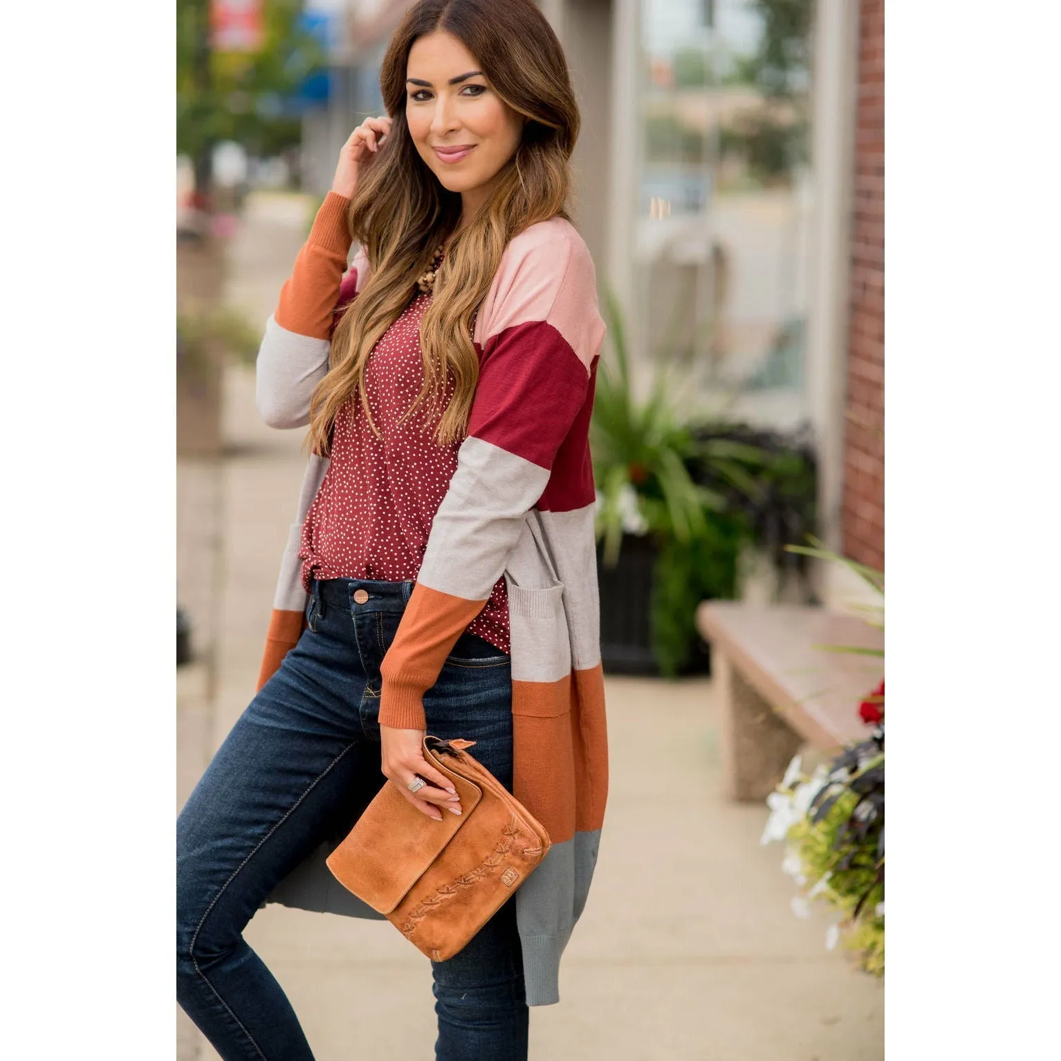 So Soft Color Blocked Tunic Cardigan