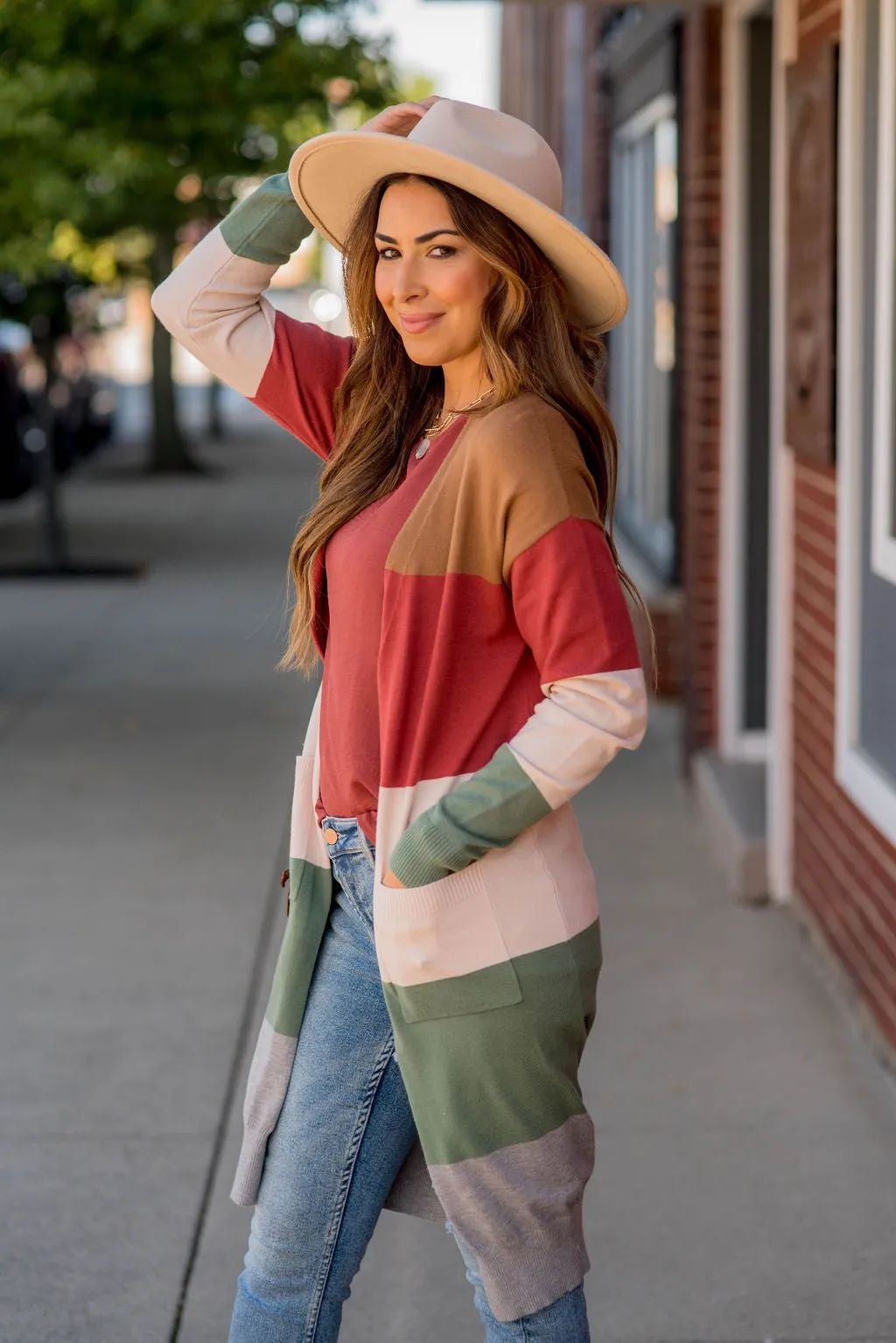 So Soft Color Blocked Tunic Cardigan