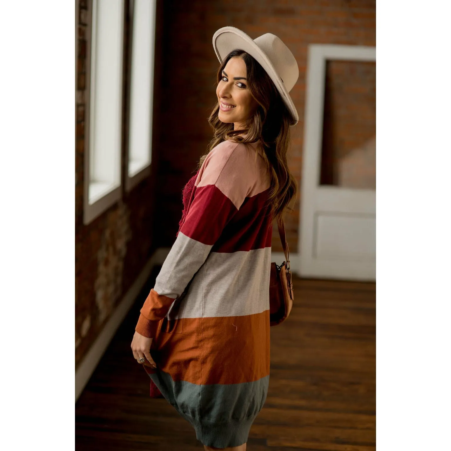 So Soft Color Blocked Tunic Cardigan