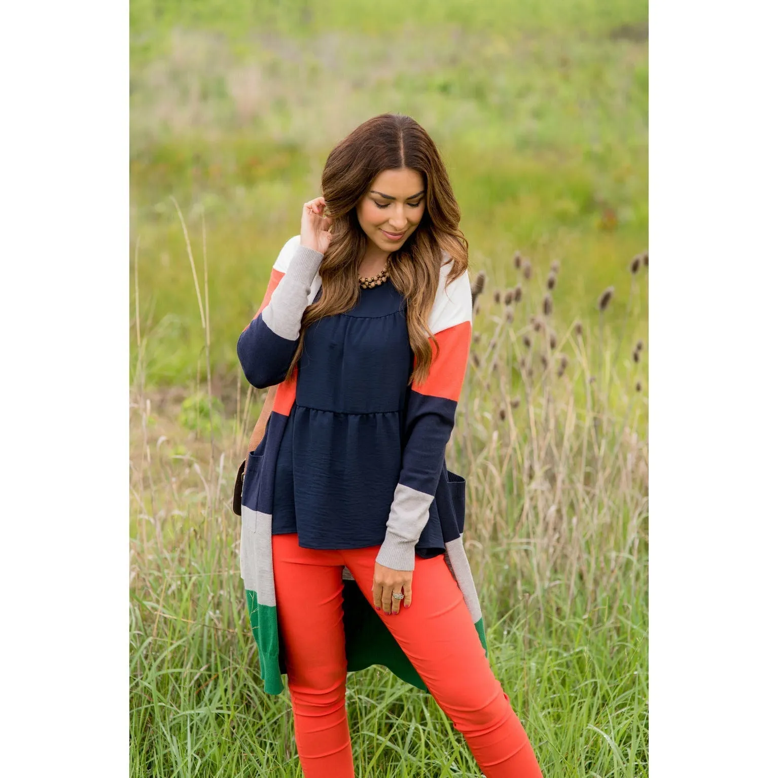 So Soft Color Blocked Tunic Cardigan