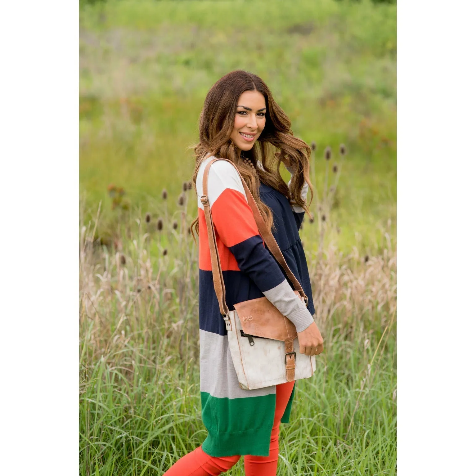 So Soft Color Blocked Tunic Cardigan