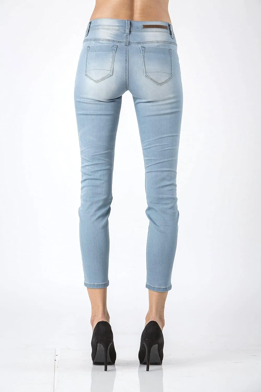 Standards & Practices Women's Denim Light Distressed Ankle Skinny Premium Jeans