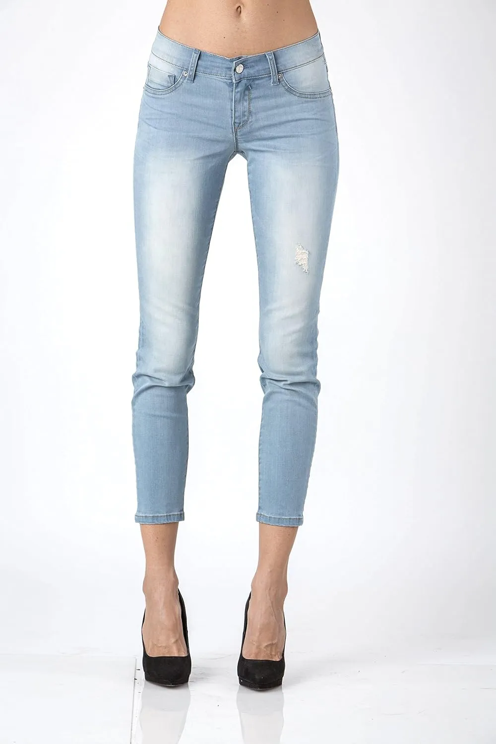 Standards & Practices Women's Denim Light Distressed Ankle Skinny Premium Jeans