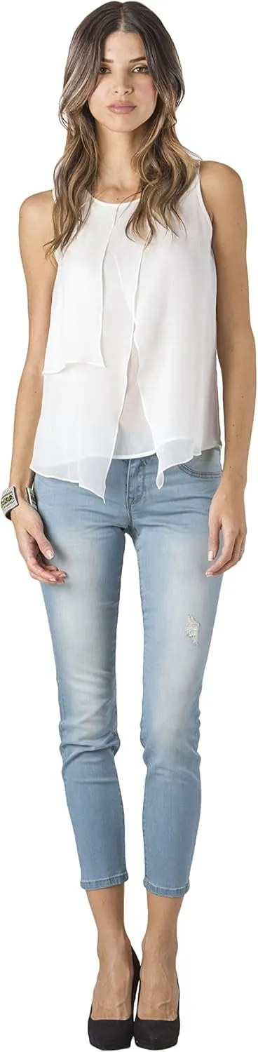 Standards & Practices Women's Denim Light Distressed Ankle Skinny Premium Jeans