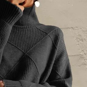 Turtleneck Pullover Sweater for Women Oversized Trendy Long Sleeve Chunky Knit Jumper Casual Comfy Soft Sweater