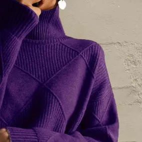 Turtleneck Pullover Sweater for Women Oversized Trendy Long Sleeve Chunky Knit Jumper Casual Comfy Soft Sweater