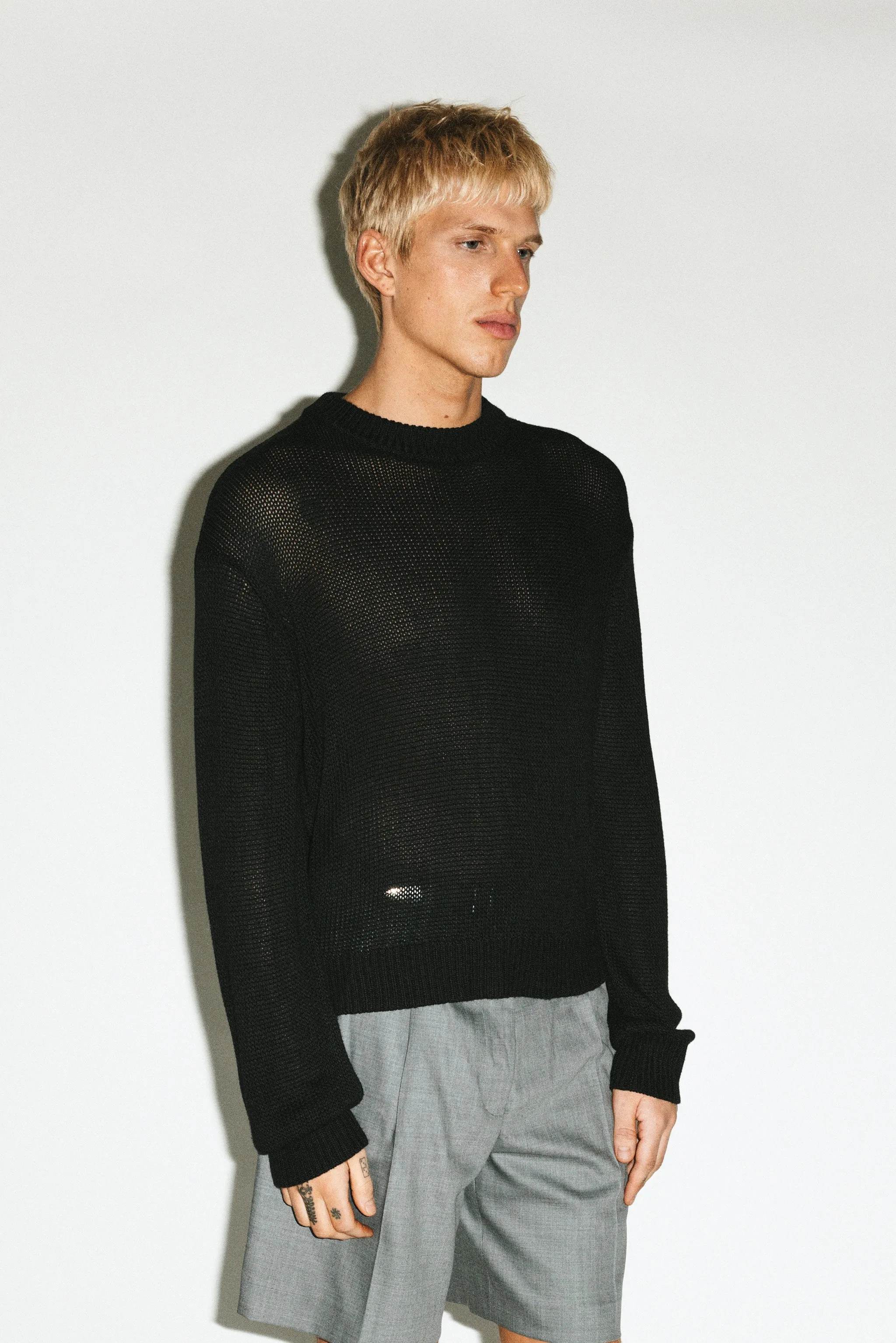 Vicente Open-Weave Sweater  |  Black