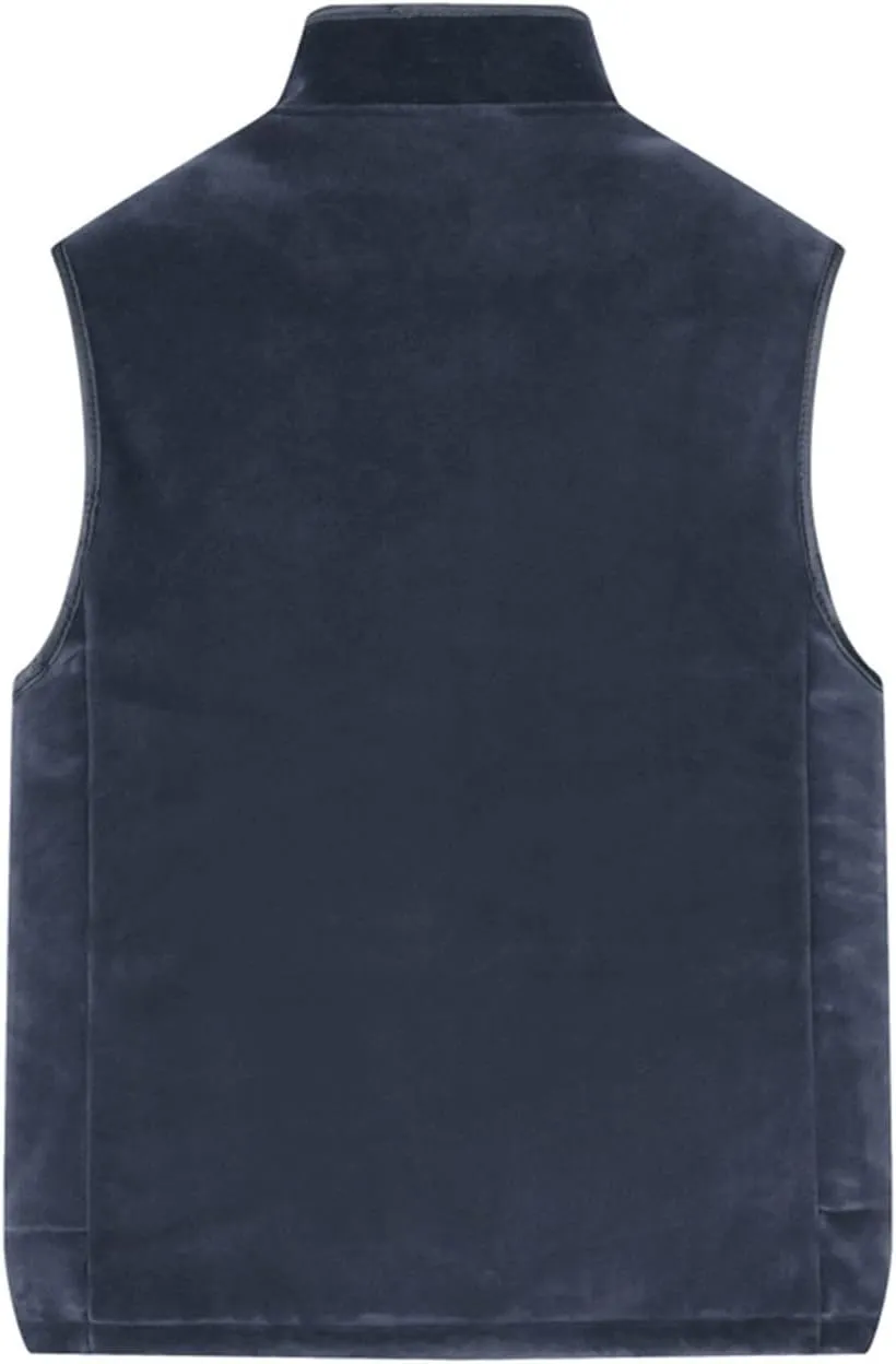 WENKOMG1 Winter Sherpa Lined Vest For Man,Solid Fleece Lined Packable Sleeveless Outerwear Zip Up Ski Vest Big And Tall