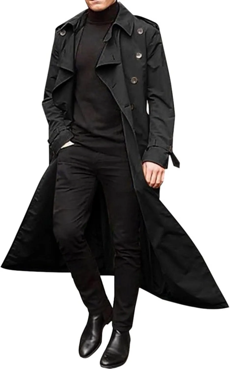 Windbreaker Jackets for Men Classic Loose Long Casual Trendy Solid Jacket
