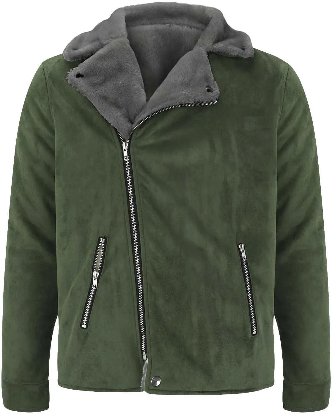 Winter Jackets for Men Sherpa Lined Fleece Casual Distressed Trucker Coats Classic Lapel Motorcycle Bomber Jacket