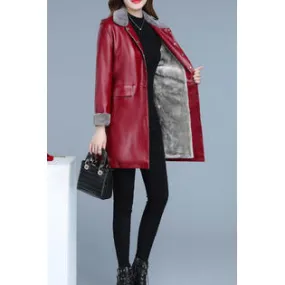 Women Elegant Windbreaker Casual Leather Jacket   WJC23245