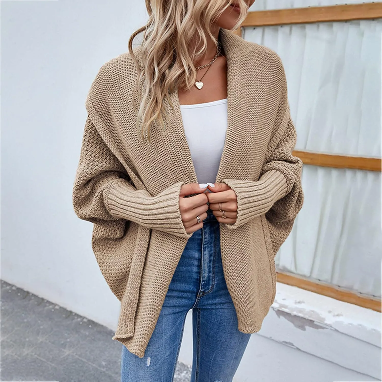 Women S Open Front Cardigan Long Sleeve Knitted Soft Sweater Loose Lightweight Slouchy Coat Outwear Woman Long