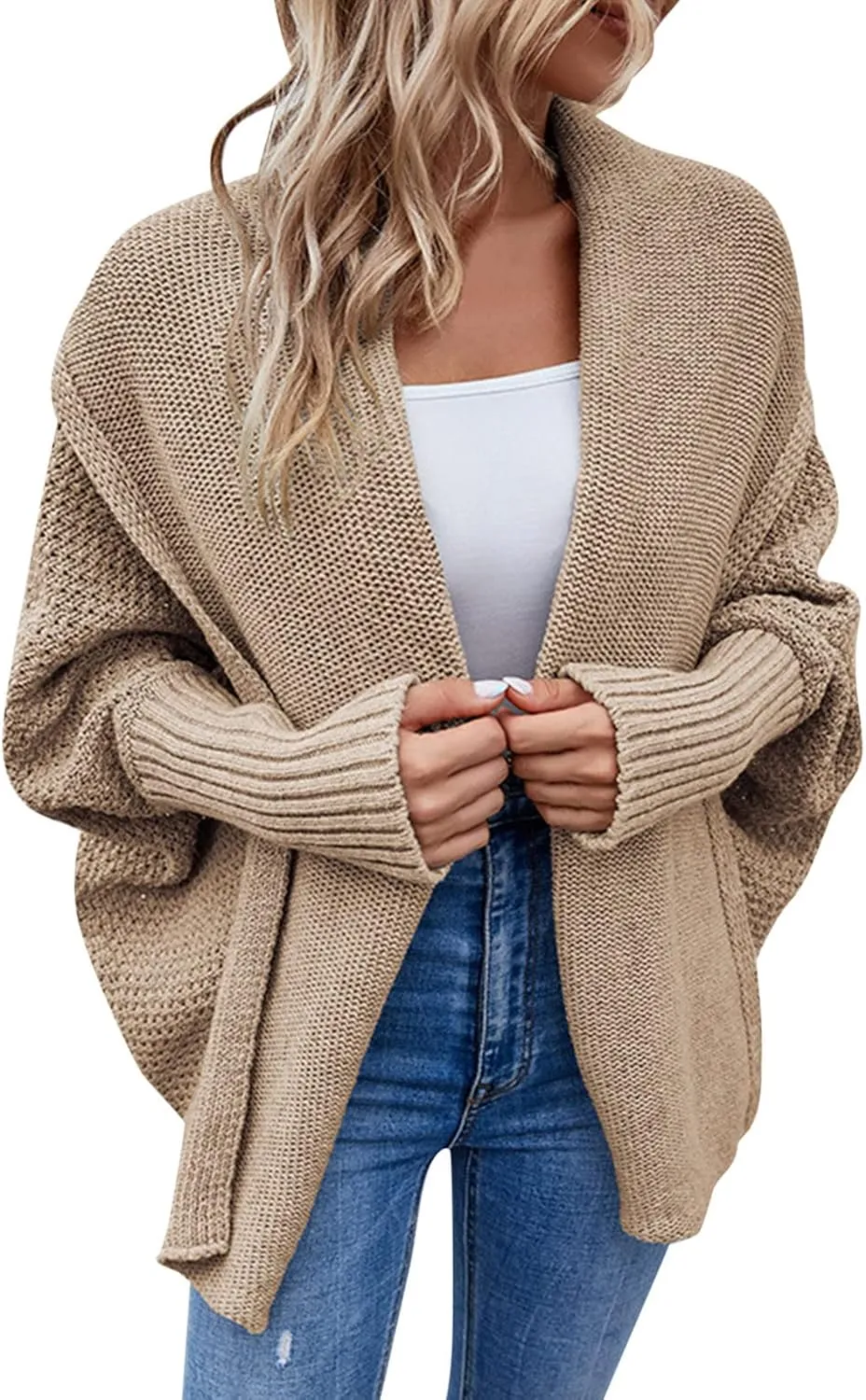 Women S Open Front Cardigan Long Sleeve Knitted Soft Sweater Loose Lightweight Slouchy Coat Outwear Woman Long