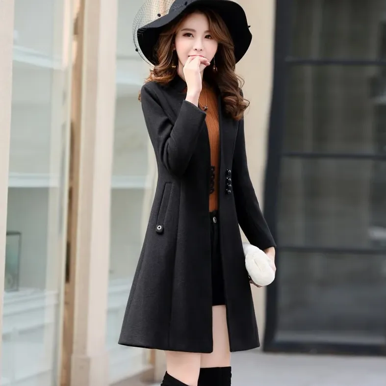 Women's Autumn/Winter Casual Slim Trench With Pockets