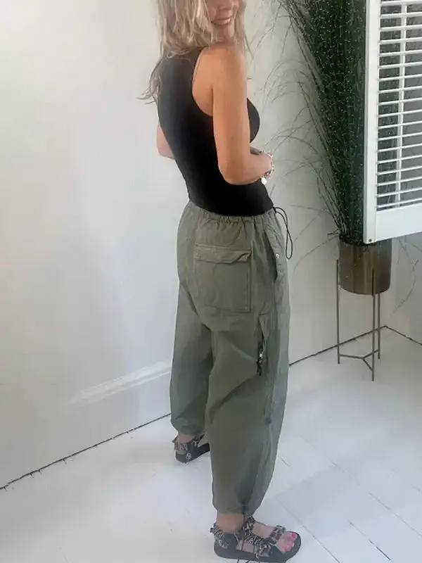 Women’s Fashion Urban Casual Ladies Collage Straight Leg Pants Mid Rise Casual Pants