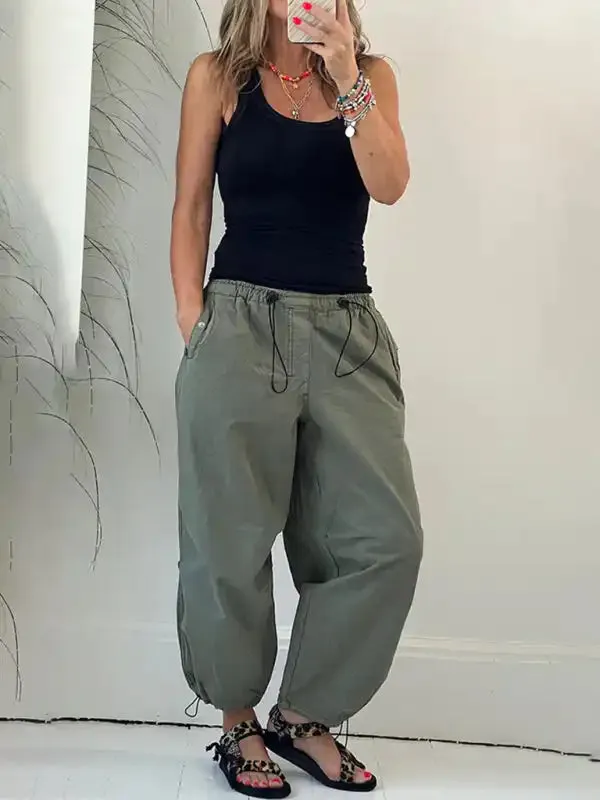 Women’s Fashion Urban Casual Ladies Collage Straight Leg Pants Mid Rise Casual Pants