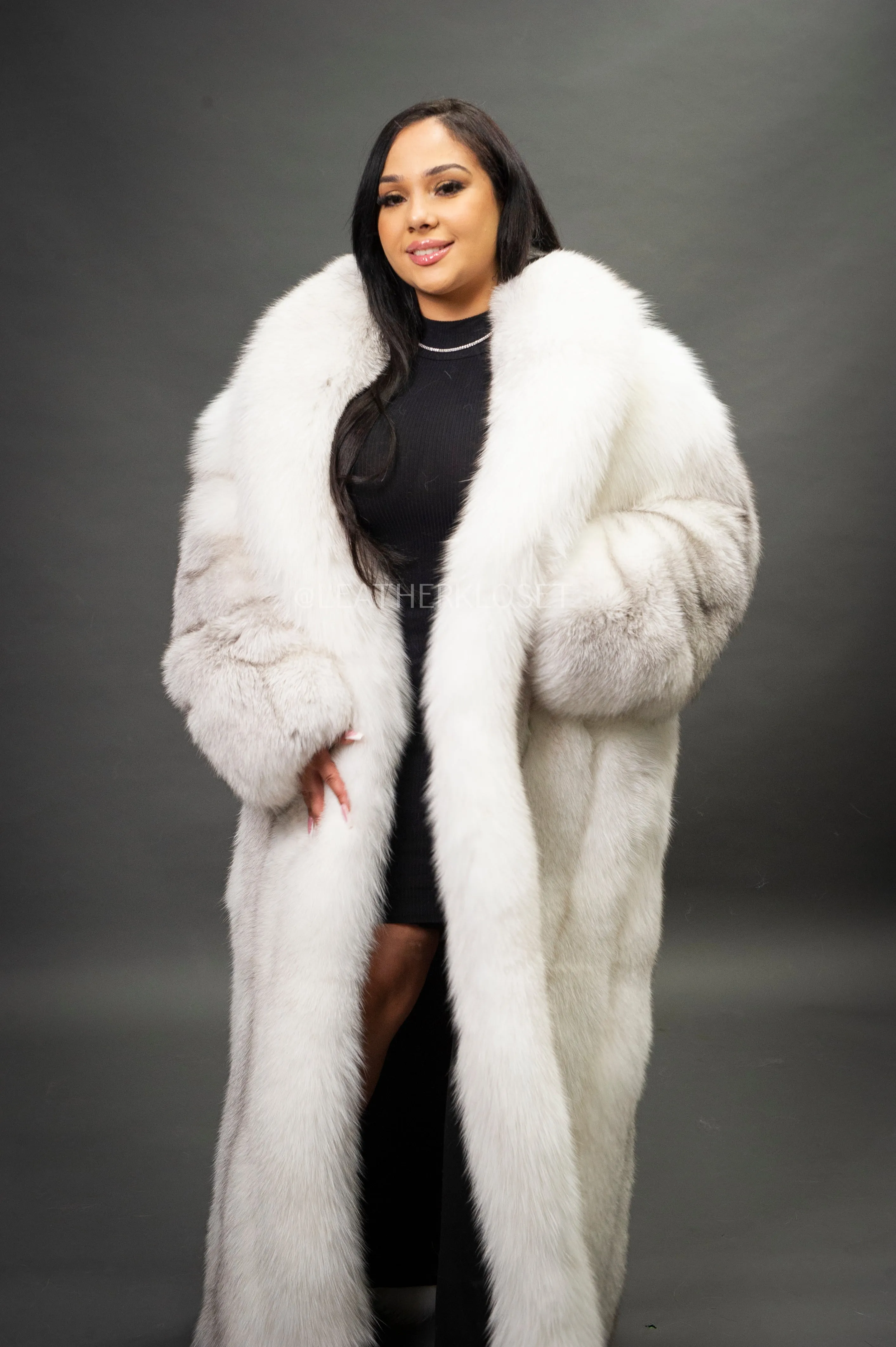 Women's Full Length Fox Trench [Arctic]