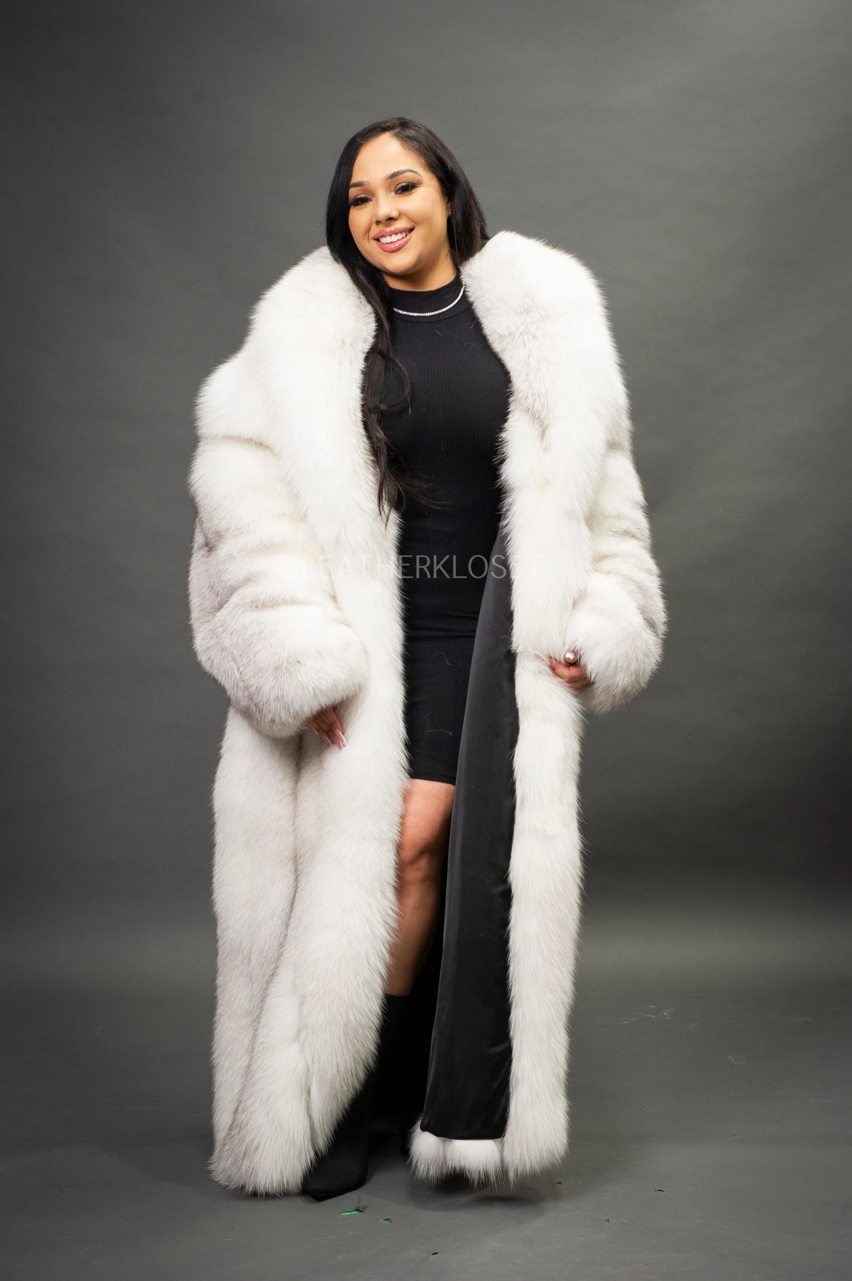Women's Full Length Fox Trench [Arctic]