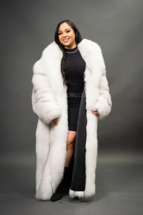 Women's Full Length Fox Trench [Arctic]
