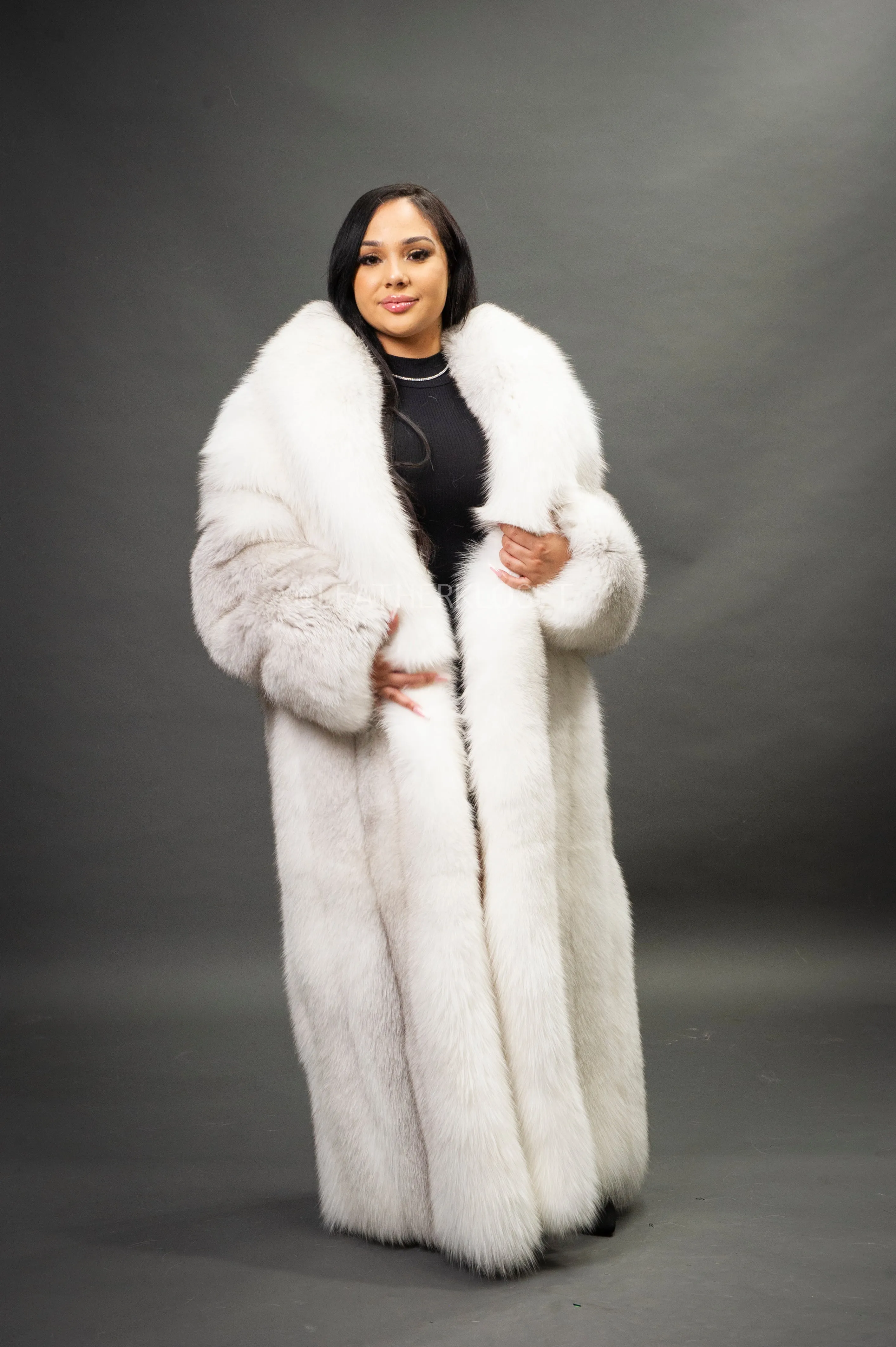 Women's Full Length Fox Trench [Arctic]