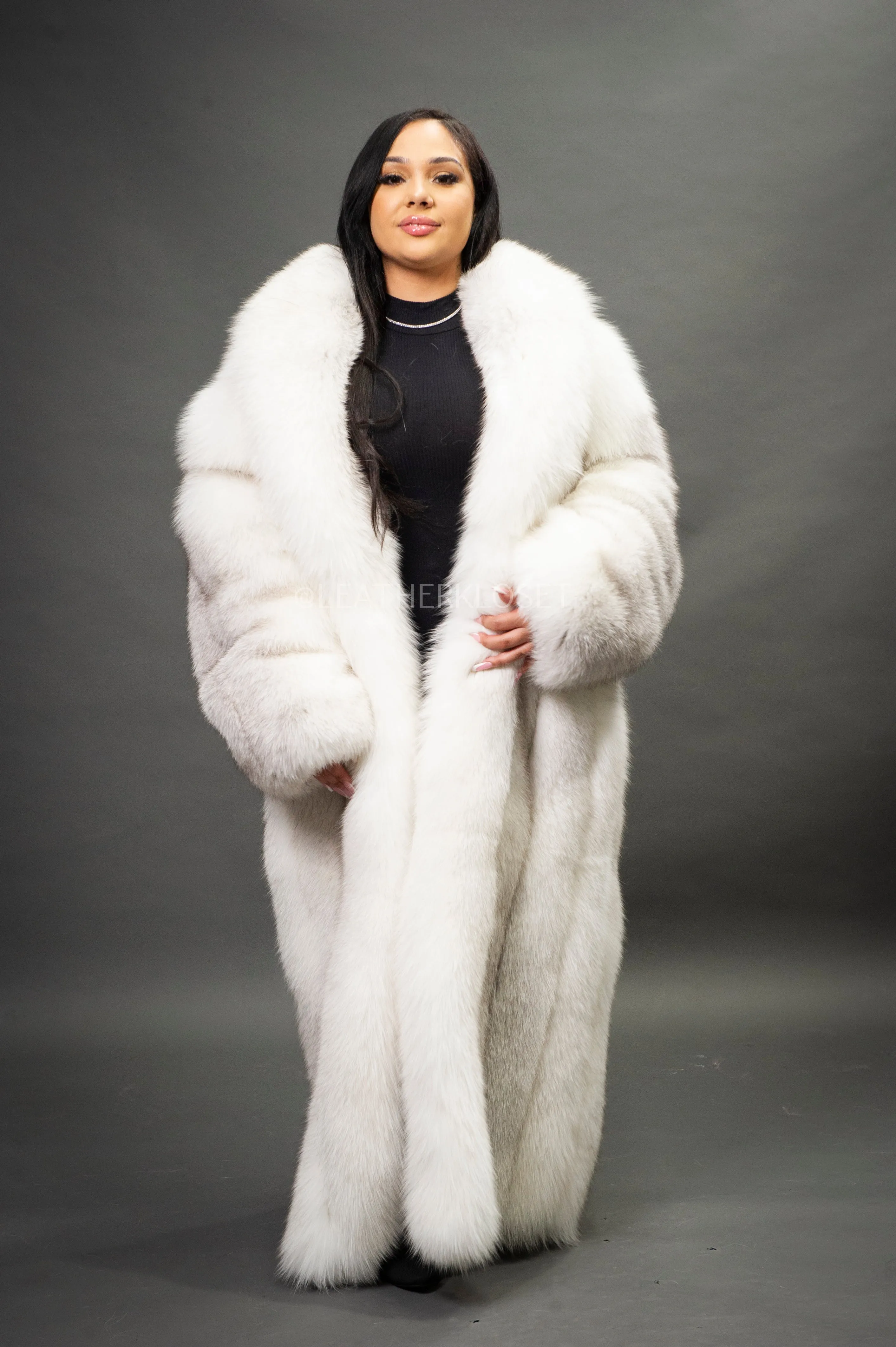 Women's Full Length Fox Trench [Arctic]
