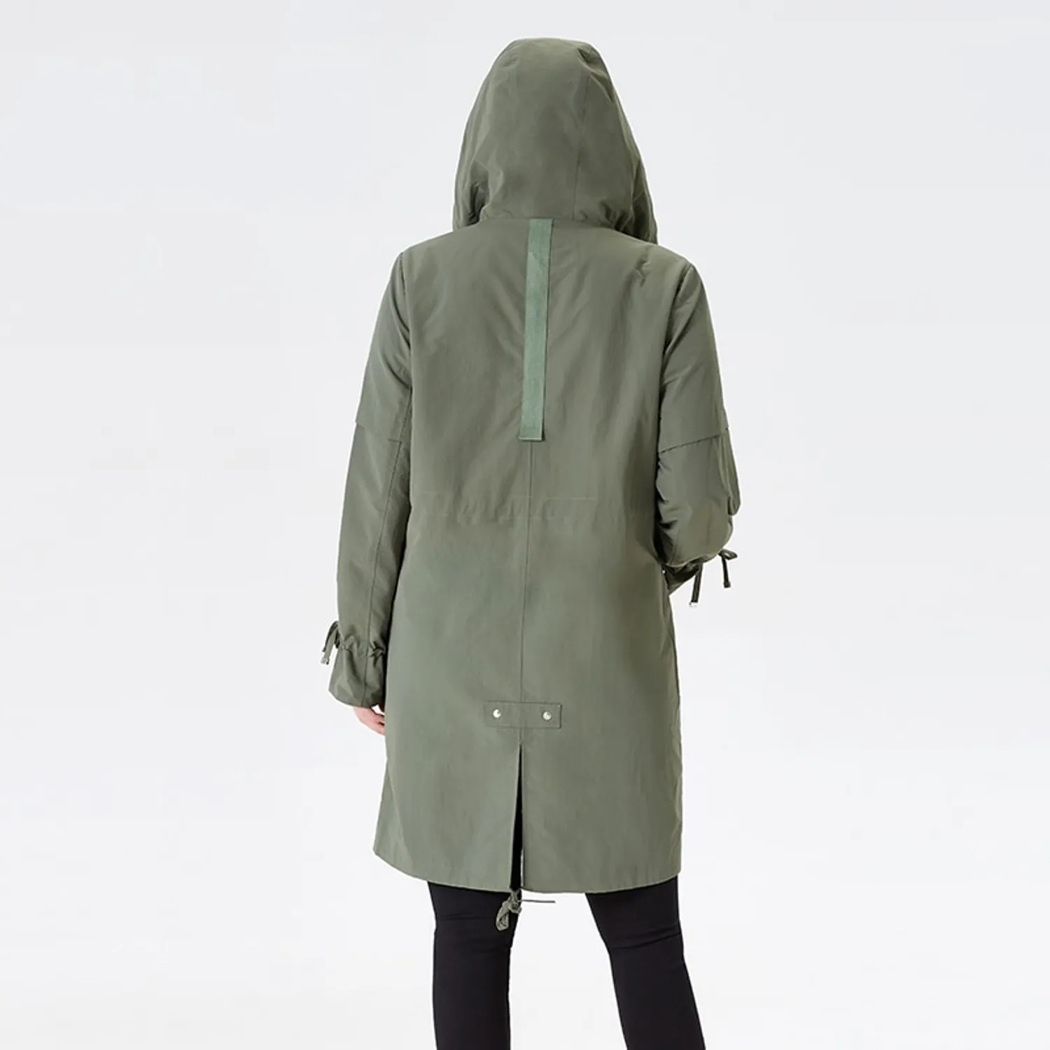Women's Spring Hooded Solid Trench | Plus Size