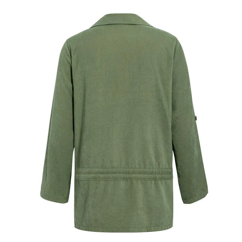 Women's Spring/Autumn Casual Polyester Trench With Buttons
