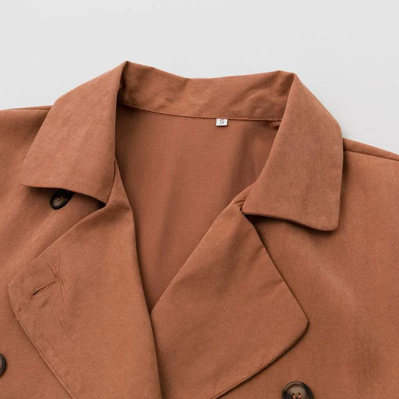 Women's Spring/Autumn Casual Polyester Trench With Buttons