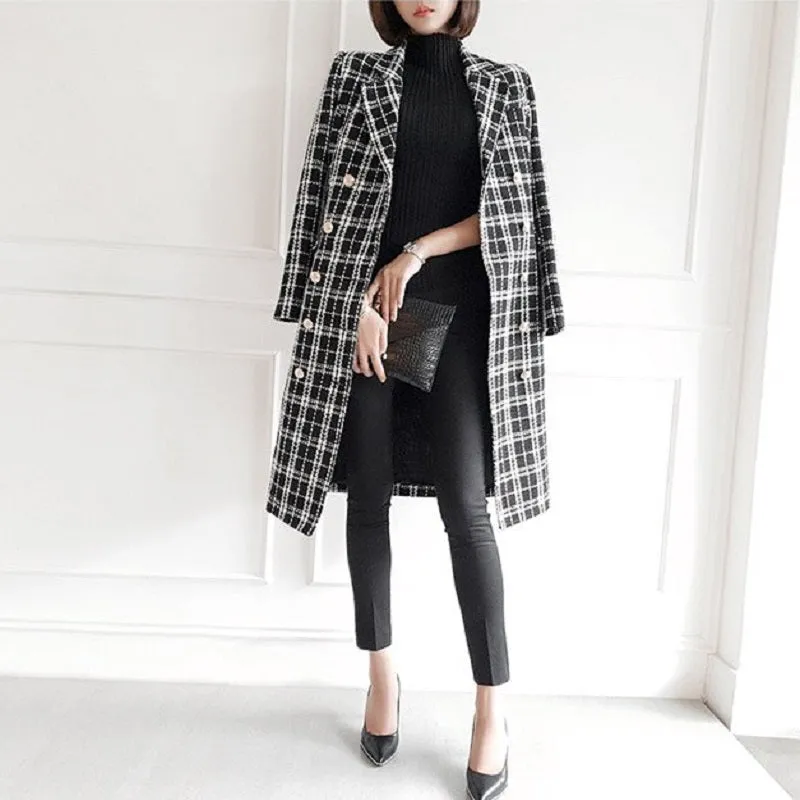 Women's Spring/Autumn Casual Wool Long V-Neck Trench