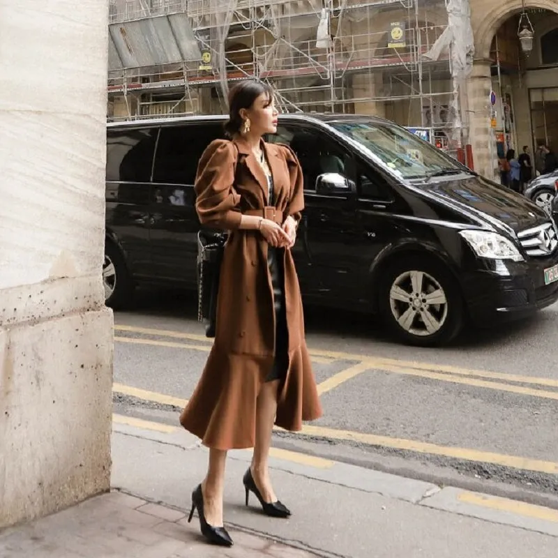 Women's Spring/Autumn Slim Polyester Trench