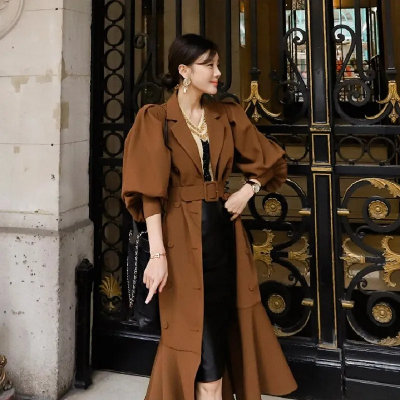 Women's Spring/Autumn Slim Polyester Trench
