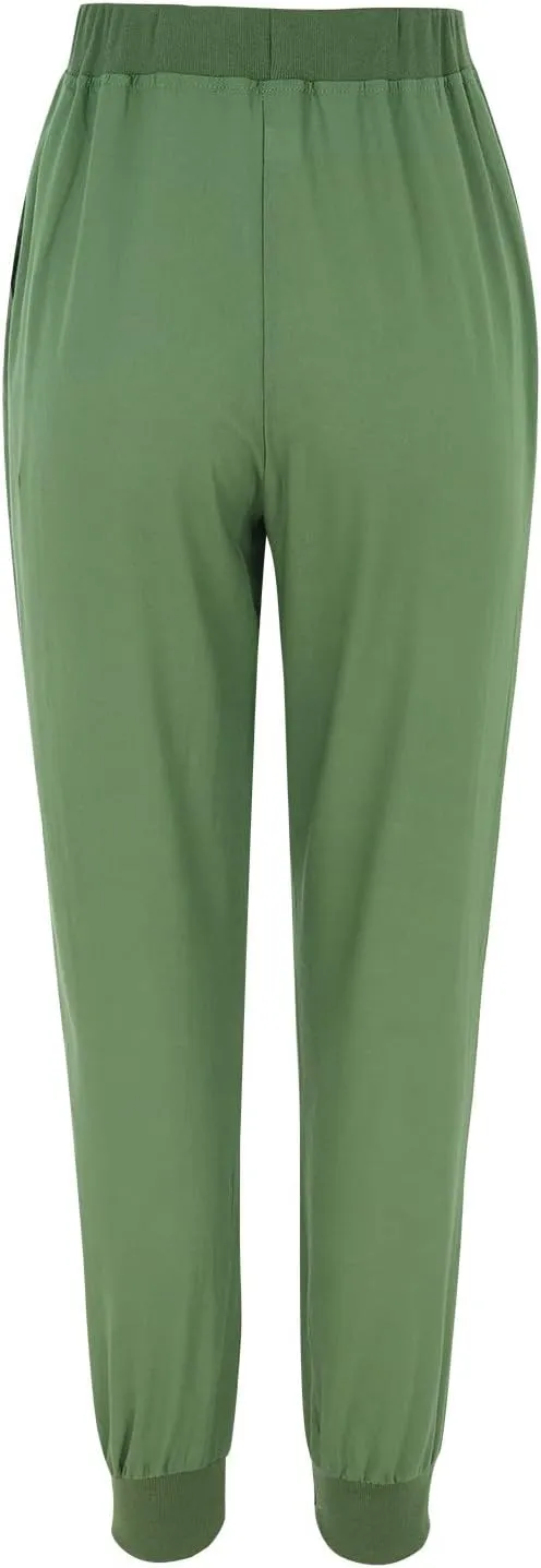 Womens Summer Linen Pants Casual Long Trousers Drawstring Elastic Waist Lounge Pants Comfy Sweatpants Joggers Pockets