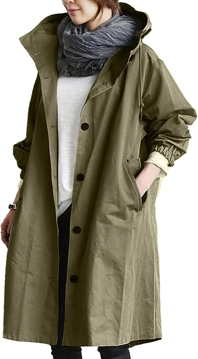 Women's Trench Jackets Rain Jacket Loose Winter Hooded Oversized Elegant Windbreaker Comfortable Coat Outwear